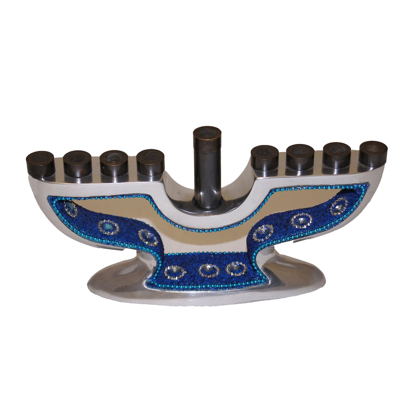 GiftBay 6044 Menorah 9-Branch with Beaded Art Work to Celebrate Hanukkah! 8"L X 1.75"W X 4.25"H