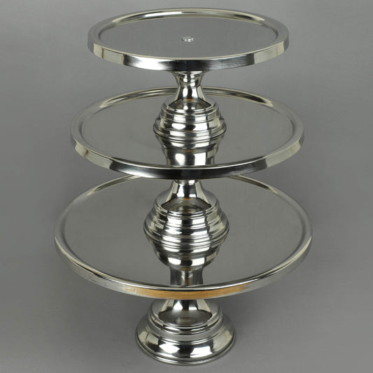 GiftBay Creations - Cake Stand Pedestal Round Strong Metal Set/3 (9-Inch, 11-Inch, 13-Inch, Stainless Steel)