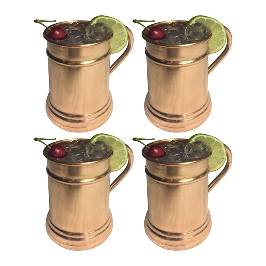 GiftBay Mug-101 Moscow Mule Copper Mug Set of 4, Unique Hammered Design, 16 Ounce Size